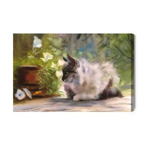 Peinture sur toile Un Chat Parmi Le Vert, Comme Peint – Image 2