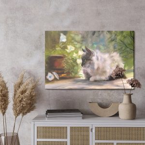 Peinture sur toile Un Chat Parmi Le Vert, Comme Peint – Image 3