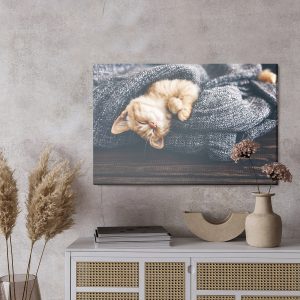 Peinture sur toile Chaton Roux Endormi – Image 3