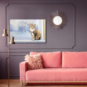 Peinture sur toile Chat Sur Le Fond D'un Paysage D'hiver – Image 4
