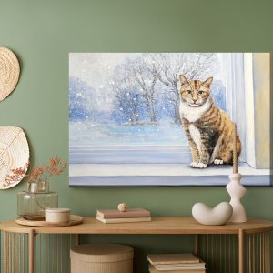 Peinture sur toile Chat Sur Le Fond D'un Paysage D'hiver – Image 5
