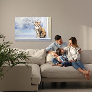 Peinture sur toile Chat Sur Le Fond D'un Paysage D'hiver – Image 7