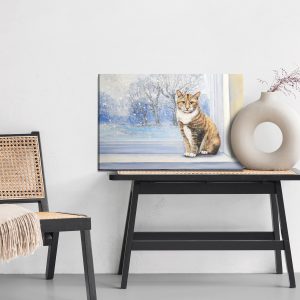 Peinture sur toile Chat Sur Le Fond D'un Paysage D'hiver – Image 6
