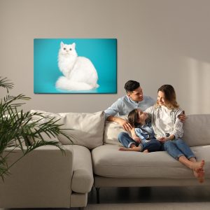 Peinture sur toile Chat Blanc Sur Fond Bleu – Image 7