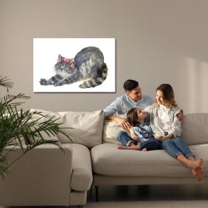 Peinture sur toile Chat Qui S'étire Peint À L'aquarelle – Image 7