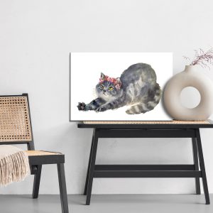 Peinture sur toile Chat Qui S'étire Peint À L'aquarelle – Image 6