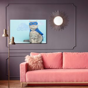 Peinture sur toile Chat Gris Avec Un Masque Et Une Cape – Image 4