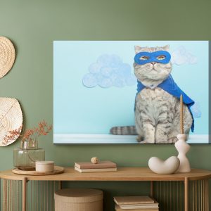 Peinture sur toile Chat Gris Avec Un Masque Et Une Cape – Image 5