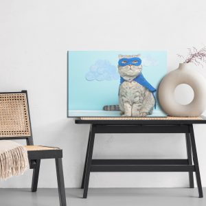 Peinture sur toile Chat Gris Avec Un Masque Et Une Cape – Image 6