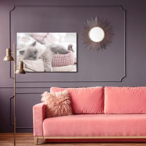 Peinture sur toile Chat Avec Une Couverture Tricotée – Image 4