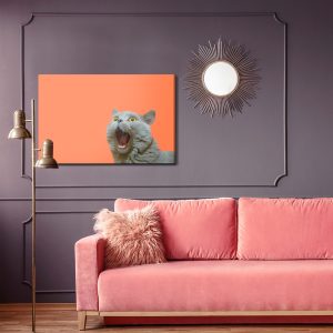 Peinture sur toile Chat Britannique Sur Fond Orange – Image 4