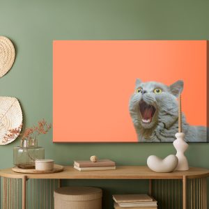Peinture sur toile Chat Britannique Sur Fond Orange – Image 5