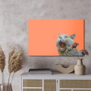 Peinture sur toile Chat Britannique Sur Fond Orange – Image 3