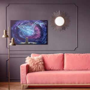 Peinture sur toile Chat Sur Le Fond D'un Dauphin Abstrait – Image 4