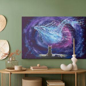 Peinture sur toile Chat Sur Le Fond D'un Dauphin Abstrait – Image 5