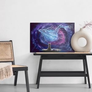 Peinture sur toile Chat Sur Le Fond D'un Dauphin Abstrait – Image 6
