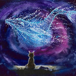 Peinture sur toile Chat Sur Le Fond D'un Dauphin Abstrait – Image 1