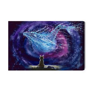 Peinture sur toile Chat Sur Le Fond D'un Dauphin Abstrait – Image 2