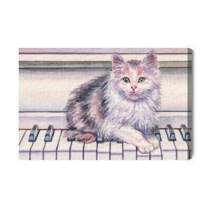Peinture sur toile Chat Au Piano – Image 2