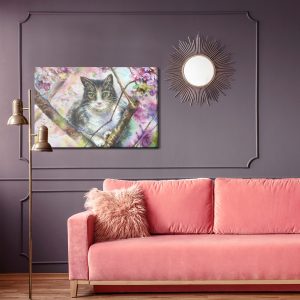 Peinture sur toile Chat Dans Un Jardin Fleuri – Image 4