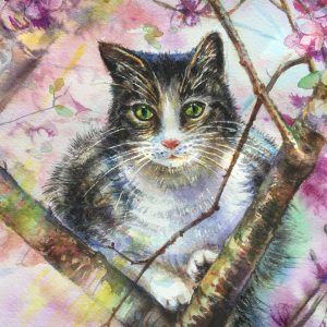 Peinture sur toile Chat Dans Un Jardin Fleuri – Image 1