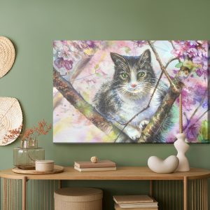 Peinture sur toile Chat Dans Un Jardin Fleuri – Image 5