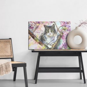 Peinture sur toile Chat Dans Un Jardin Fleuri – Image 6