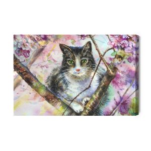 Peinture sur toile Chat Dans Un Jardin Fleuri – Image 2