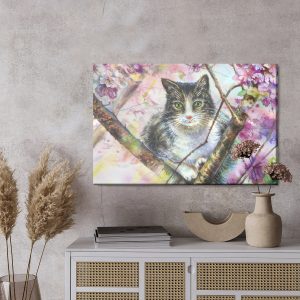 Peinture sur toile Chat Dans Un Jardin Fleuri – Image 3