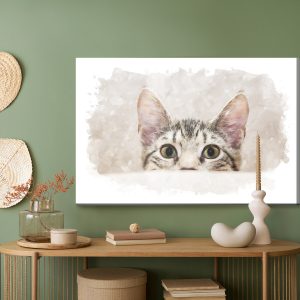 Peinture sur toile Chaton Curieux Peint À L'aquarelle – Image 5