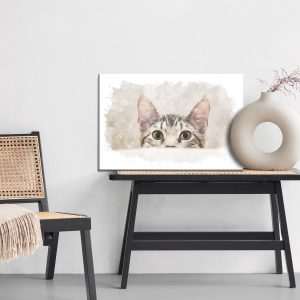 Peinture sur toile Chaton Curieux Peint À L'aquarelle – Image 6