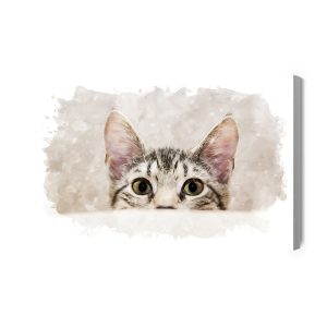 Peinture sur toile Chaton Curieux Peint À L'aquarelle – Image 2