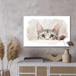 Peinture sur toile Chaton Curieux Peint À L'aquarelle – Image 3