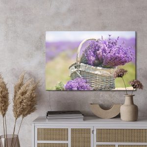 Peinture sur toile Panier Avec Des Fleurs De Lavande – Image 3