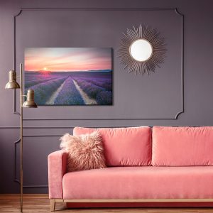 Peinture sur toile Champ De Lavande Au Coucher Du Soleil – Image 4