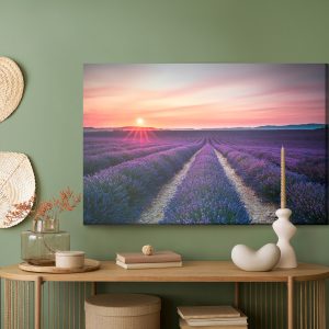 Peinture sur toile Champ De Lavande Au Coucher Du Soleil – Image 5