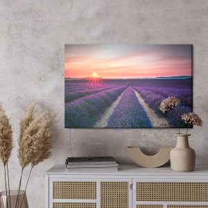 Peinture sur toile Champ De Lavande Au Coucher Du Soleil – Image 3