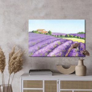 Peinture sur toile Champ De Lavande Peint À L'aquarelle – Image 3