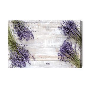 Peinture sur toile Fleurs De Lavande Sur Fond De Planches De Bois – Image 2