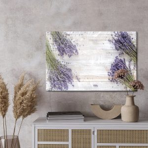 Peinture sur toile Fleurs De Lavande Sur Fond De Planches De Bois – Image 3