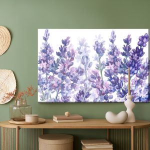 Peinture sur toile Lavande Aquarelle Sur Fond Blanc – Image 5