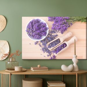 Peinture sur toile Lavande Fraîche Et Séchée Sur Un Fond En Bois – Image 5