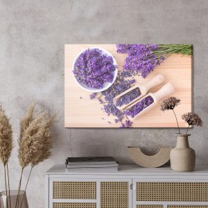 Peinture sur toile Lavande Fraîche Et Séchée Sur Un Fond En Bois – Image 3