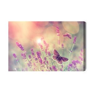 Peinture sur toile Papillons Et Fleurs De Lavande – Image 2