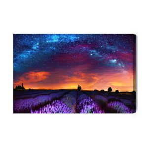 Peinture sur toile Champ De Lavande Par Une Nuit Étoilée – Image 2