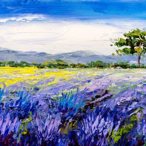 Peinture sur toile Peinture Champ De Lavande – Image 1