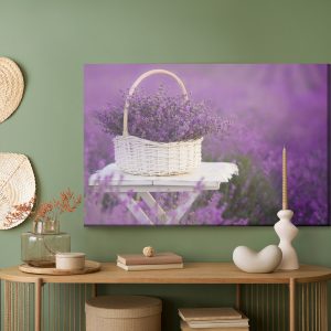 Peinture sur toile Panier En Osier Avec Lavande – Image 5