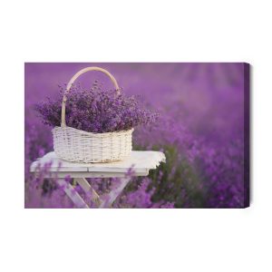Peinture sur toile Panier En Osier Avec Lavande – Image 2