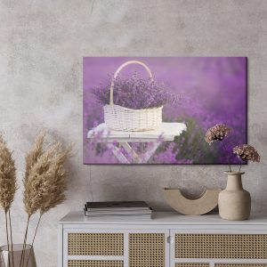 Peinture sur toile Panier En Osier Avec Lavande – Image 3