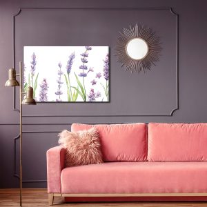 Peinture sur toile Fleurs De Lavande Aquarelle Sur Fond Blanc – Image 4